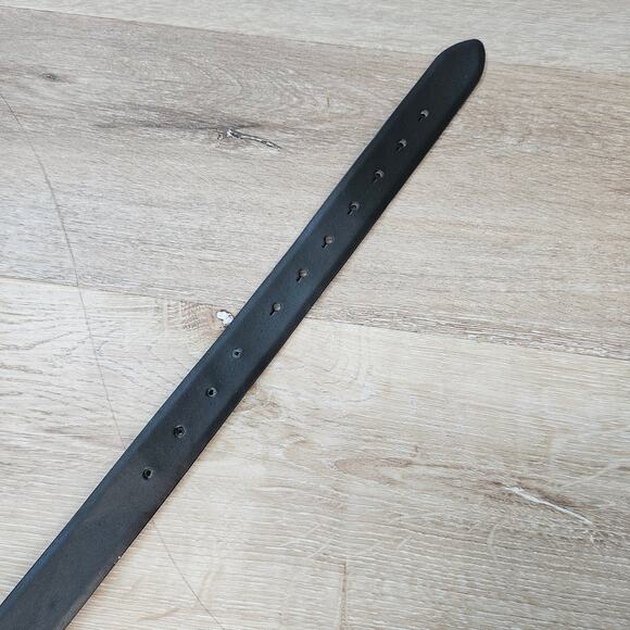 Michael Kors Black Leather Belt sz Small Silver Tone Buckle Tortoise Signature - Picture 3 of 8